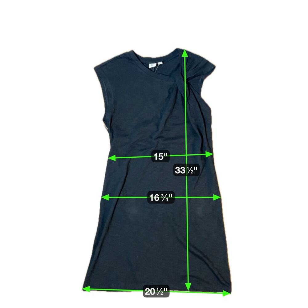 NWT‎ Gap Slub Tie Sleeve T-Shirt Mini Dress Black Size XS Knot Open Minimalist - Picture 8 of 11